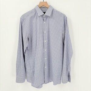 Hugo Boss Men’s Sharp Fit Plaid Button Down Dress Shirt 16.5L